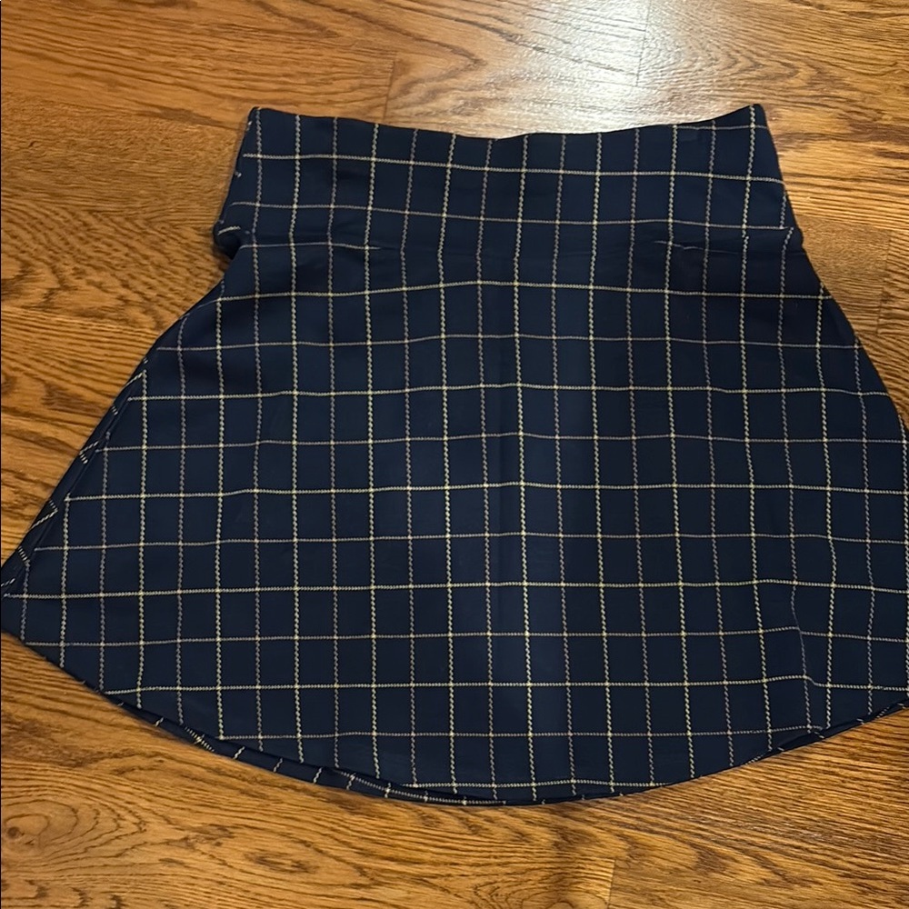 LOFT Skirt in Navy and Gold Check